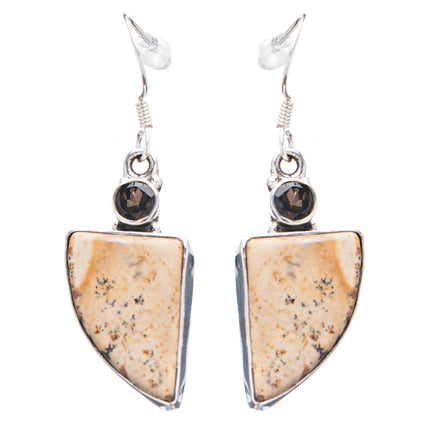 925 Sterling Silver Natural Gemstones Jasper Dangle Earrings FJSVE2124