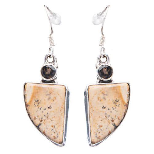 925 Sterling Silver Natural Gemstones Jasper Dangle Earrings FJSVE2124