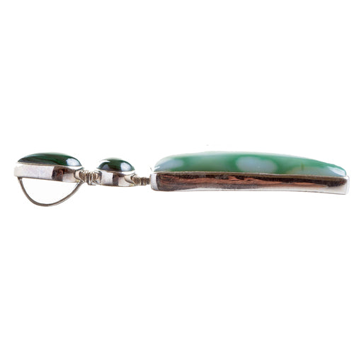 925 Sterling Silver Natural Gemstones Agate Druzy Malachite Pendant FJSVP2081 - Accessoriesforever
