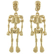 Halloween Costume Jewelry Enamel Dangling Skull Ornate Drop Earring E1140 Gold