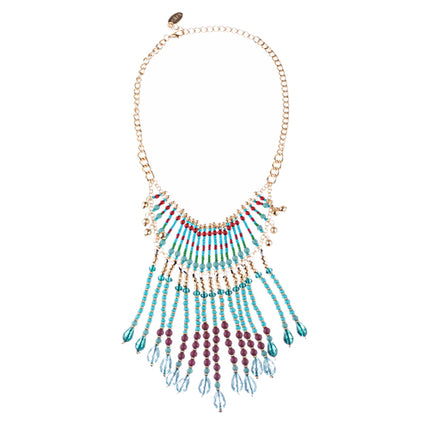 Magnificent Drape Design Bead Fashion Statement Necklace N101 Turquoise - Accessoriesforever