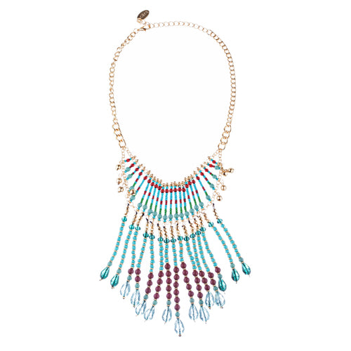 Magnificent Drape Design Bead Fashion Statement Necklace N101 Turquoise - Accessoriesforever