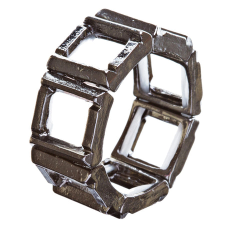 Fashion Statement Square Shaped Hollow Design Stretch Fashion Ring R214 Black
