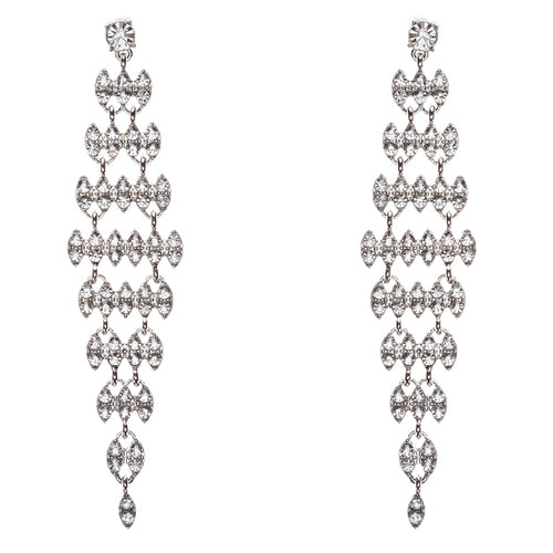 Bridal Wedding Jewelry Crystal Rhinestone Stylish Dangle Earrings E806 Silver