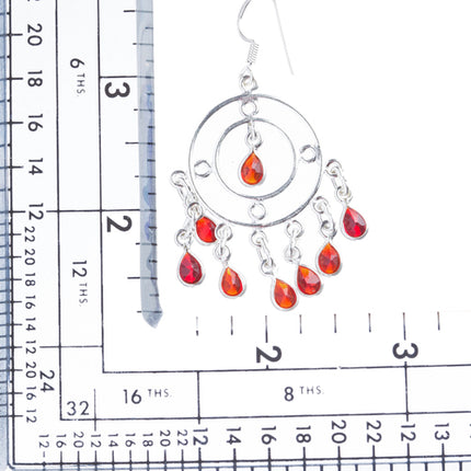 925 Sterling Silver Gemstones Red Quartz Dangle Earrings FJSE2128 - Accessoriesforever