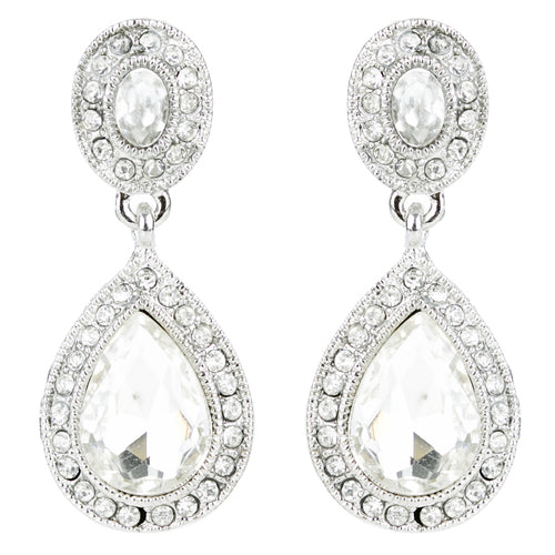 Bridal Wedding Jewelry Prom Crystal Rhinestone Teardrop Dangle Earrings E1197 SV