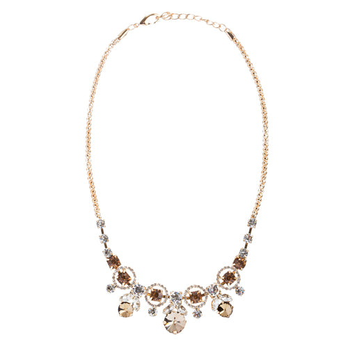 Glamorous Jewelry Set Crystal Rhinestone Elegant Setting Necklace J526 Brown - Accessoriesforever