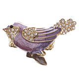 Bird Enamel Crystal Animal Stretch Fashion Ring Pink
