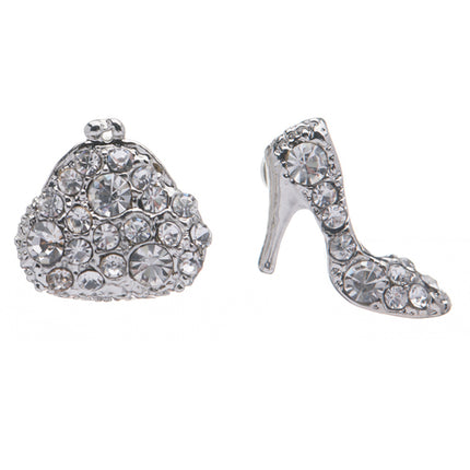 Adorable Purse High Heel Shoes Stud Style Rhinestone Fashion Earrings E487
