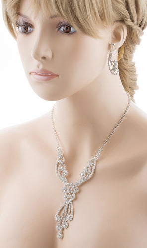 Bridal Wedding Jewelry Set Crystal Rhinestones Gorgeous Dazzle Design Necklace