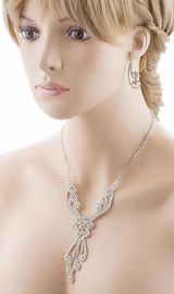 Bridal Wedding Jewelry Set Crystal Rhinestones Gorgeous Dazzle Design Necklace