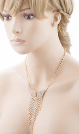 Bridal Wedding Jewelry Crystal Rhinestone Illuminating Dangling Necklace J516 GD