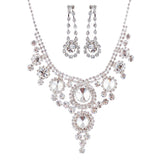 Bridal Wedding Jewelry Crystal Rhinestone Stunning Shine Necklace Set J679 SV