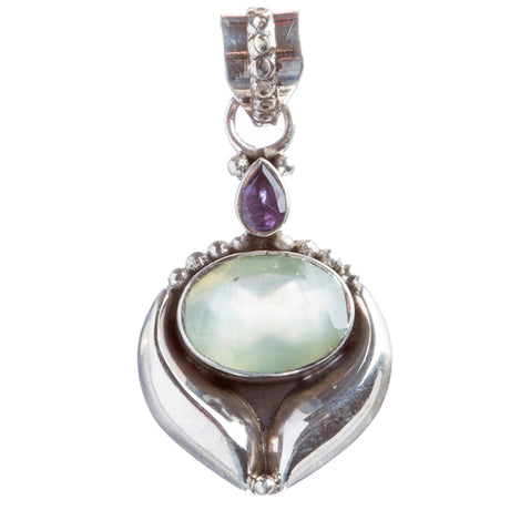 925 Sterling Silver Natural Gemstones Amethyst Pendant FJSVP2090