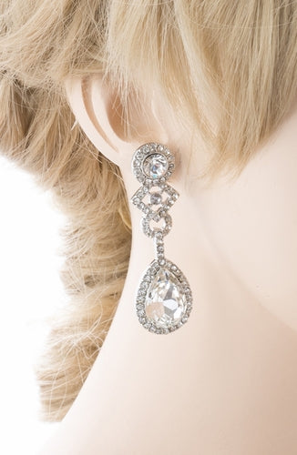 Bridal Wedding Jewelry Elegant Classic Teardrop Dangle Fashion Earrings Silver - Accessoriesforever