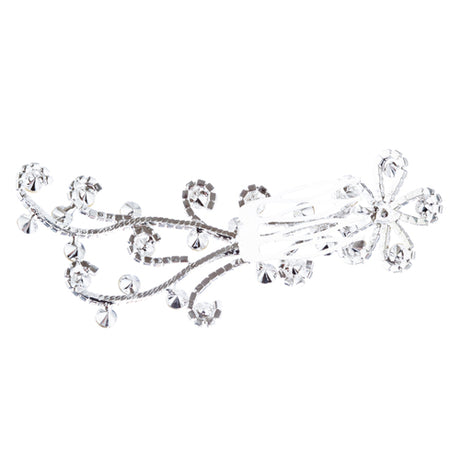 Bridal Wedding Jewelry Rhinestone Simple Floral Decorative Hair Comb H184 Silver