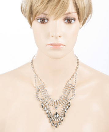Bridal Wedding Jewelry Crystal Rhinestone Breathtaking Tear Drop Necklace J517BK - Accessoriesforever