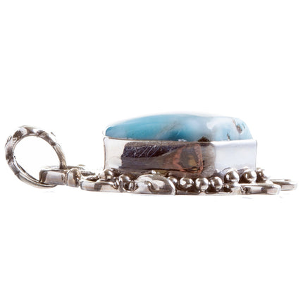 925 Sterling Silver Natural Gemstones Larimar Pendant FJSVP2077 - Accessoriesforever
