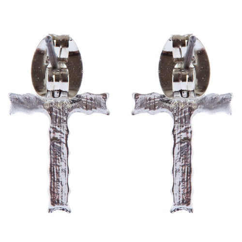 Beautiful Studded Cross Dazzle Crystal Rhinestones Fashion Earrings E1125 Silver - Accessoriesforever