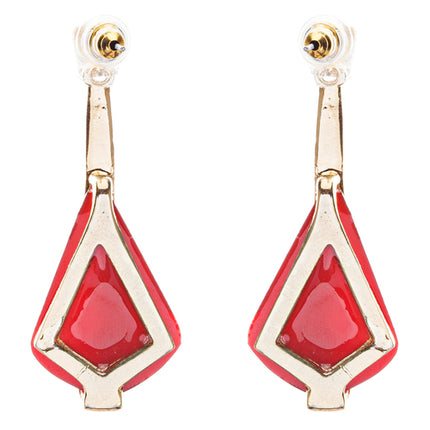 Beautiful Long Crystal Pave Accented Earrings Red - Accessoriesforever