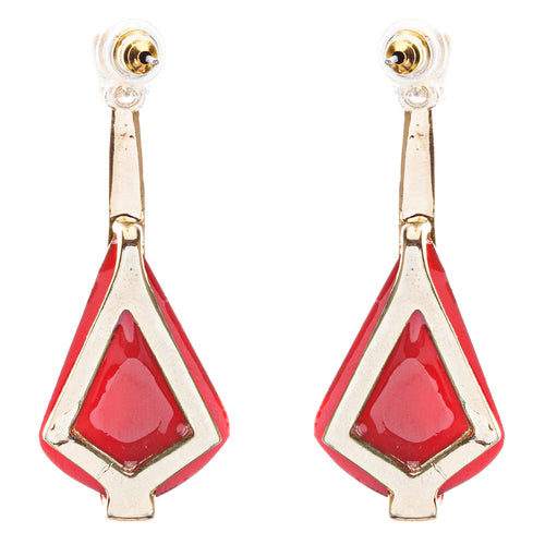 Beautiful Long Crystal Pave Accented Earrings Red - Accessoriesforever