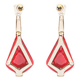 Beautiful Long Crystal Pave Accented Earrings Red