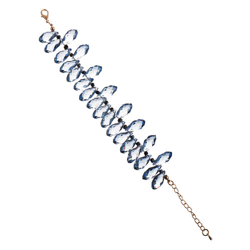 Gorgeous Fashion Stylish Bridal Wedding Cluster Bead Link Bracelet Gold Blue