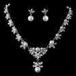Bridal Wedding Jewelry Set Rhinestone Pearl Floral Drop