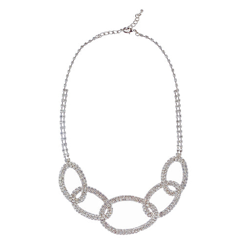 Bridal Wedding Jewelry Set Crystal Rhinestone Oval Link