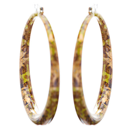 Fashion Hoop Earrings Painted Lucite Green - Accessoriesforever