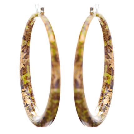 Fashion Hoop Earrings Painted Lucite Green