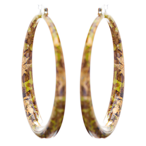 Fashion Hoop Earrings Painted Lucite Green