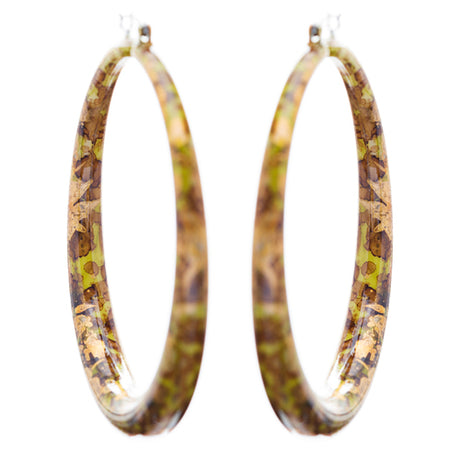 Fashion Hoop Earrings Painted Lucite Green