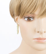 Crystal Wired Handmade Beautiful Fashion Dangle Hoop Earrings Gold Green