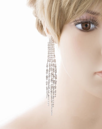 Bridal Wedding Jewelry Crystal Rhinestone Linear Drop Dangle Earrings E984 SV - Accessoriesforever