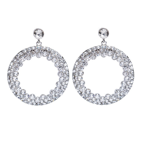 Beautiful Dazzling Crystal Rhinestone Round Circle Dangle Drop Earrings Multi