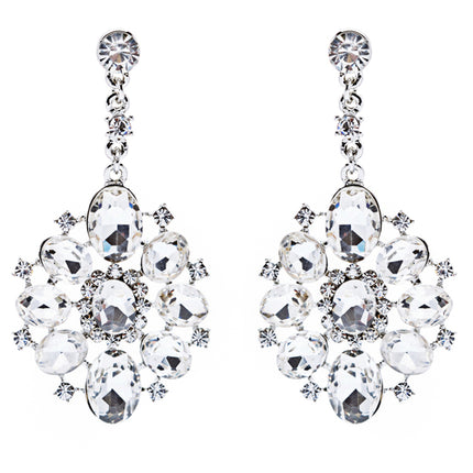 Bridal Wedding Jewelry Crystal Rhinestone Dangle Drop Earrings E611SV