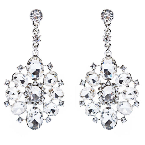 Bridal Wedding Jewelry Crystal Rhinestone Dangle Drop Earrings E611SV