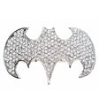 Fun Bat Crystal Rhinestone Two Finger Stretch Adjustable Ring Silver Clear