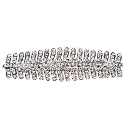 Bridal Wedding Jewelry Crystal Rhinestone Simple Chic Hair Barrette Clip Silver