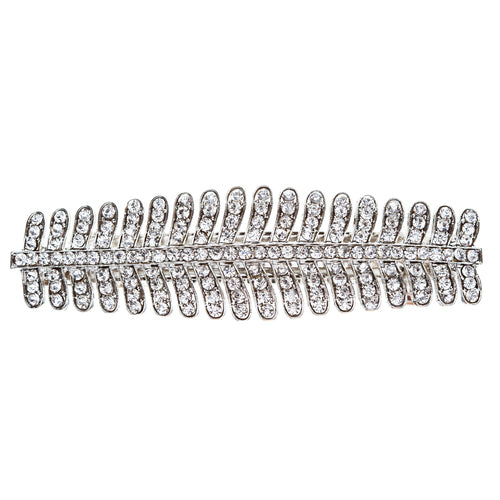 Bridal Wedding Jewelry Crystal Rhinestone Simple Chic Hair Barrette Clip Silver