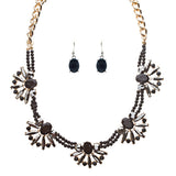 Beautiful Sparkle Crystal Rhinestone Formica Statement Necklace Set Gold Black