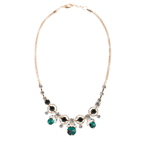 Glamorous Jewelry Set Crystal Rhinestone Elegant Setting Necklace J526 Green - Accessoriesforever