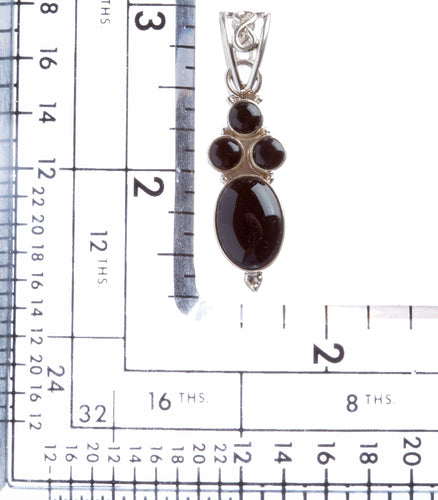 925 Sterling Silver Natural Gemstones Onyx Pendant FJSVP2070