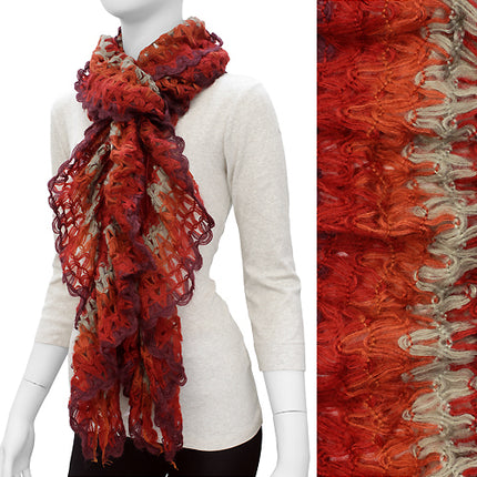 Gorgeous Unique Multi Color Ruffle Knit Fashion Scarf Red - Accessoriesforever