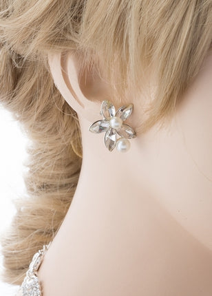 Bridal Wedding Jewelry Crystal Rhinestone Magnificent Floral Necklace J547 White - Accessoriesforever