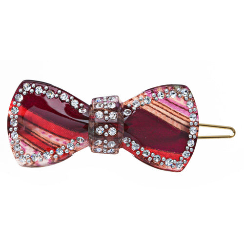Woman Fashion Hair Clip Floral Ribbon Red NEW 2x1, lead compliant