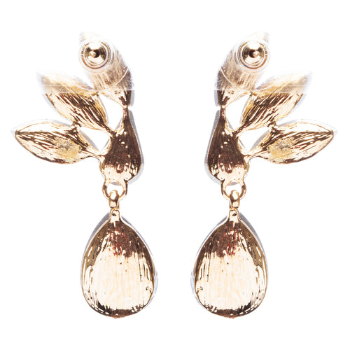 Gorgeous Chic Unique Simple Bridal Teardrop Dangle Fashion Earrings Gold Green - Accessoriesforever