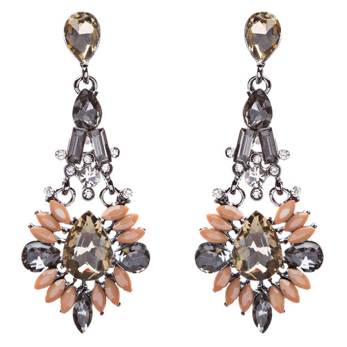 Beautiful Crystal Rhinestone Bead Multi Shape Dangle Drop Fashion Earrings Brown