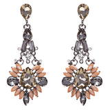 Beautiful Crystal Rhinestone Bead Multi Shape Dangle Drop Fashion Earrings Brown